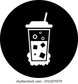 Juice Icon. Cold Coffee Icon. vector flat style, two color, color circle, color background, black shape icon.