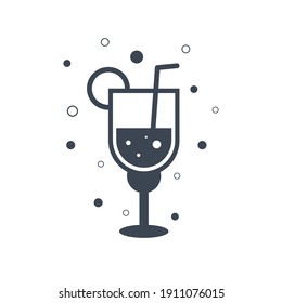 Juice Icon. Cold Coffee Icon. vector flat style, two color, color circle, color background, black shape icon.