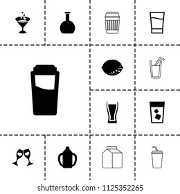 Juice icon. collection of 13 juice filled and outline icons such as drink, clink glasses, baby bottle, lemon, cocktail, bottle. editable juice icons for web and mobile.