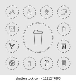 Juice icon. collection of 13 juice outline icons such as drink, cocktail, lemon, clink glasses. editable juice icons for web and mobile.