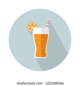 juice icon. Flat illustration of vector fresh orange juice. tropical cocktail isolated on white background. drinks sign symbol