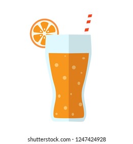 juice icon. Flat illustration of vector fresh orange juice. tropical cocktail isolated on white background. drinks sign symbol