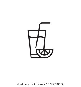 juice icon. Flat illustration of vector fresh orange juice. tropical cocktail isolated on white background. drinks sign symbol. EPS 10, Premium.
