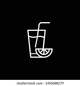 juice icon. Flat illustration of vector fresh orange juice. tropical cocktail isolated on white background. drinks sign symbol. EPS 10, Premium.