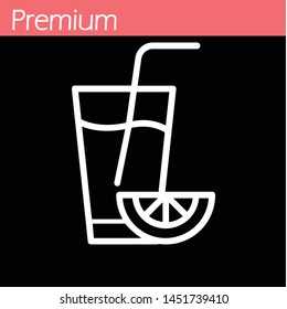 juice icon. Flat illustration of vector fresh orange juice. tropical cocktail isolated on white background. drinks sign symbol. EPS 10, Premium.