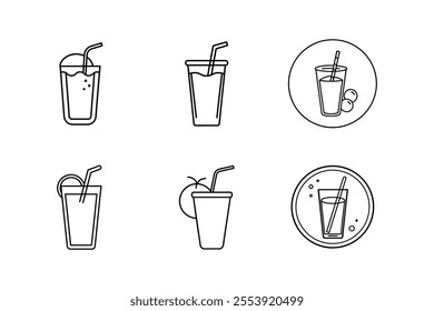 juice icon line art vector illustration