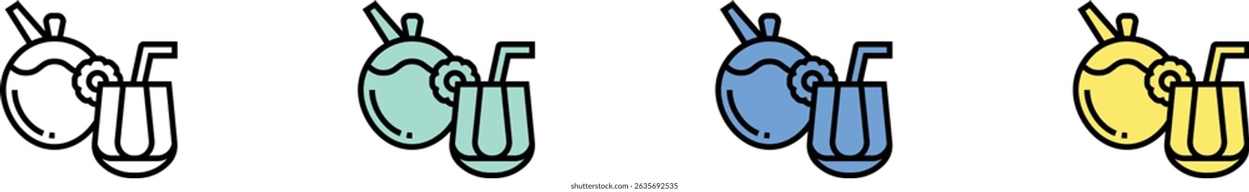 juice icon. Outline, Green, Blue and Yellow Style Design Isolated On White Background