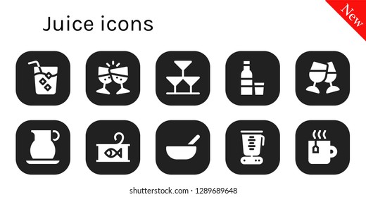  juice icon set. 10 filled juice icons. Simple modern icons about  - Drink, Toast, Drinks, Vodka, Jug, Canned food, Baby food, Blender, Tea