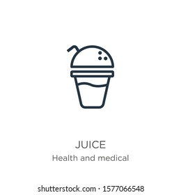 Juice icon. Thin linear juice outline icon isolated on white background from health collection. Line vector sign, symbol for web and mobile