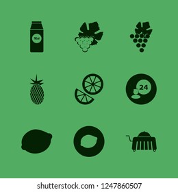juice icon. juice vector icons set fresh pineapple, orange, grape and pack milk