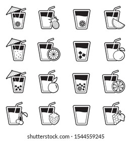 Juice Icons. Line With Fill Design. Vector Illustration.