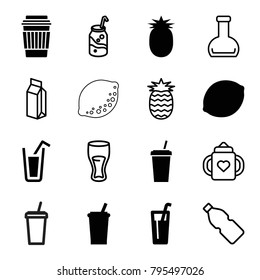 Juice icons. set of 16 editable filled and outline juice icons such as drink, pineapple, baby bottle, soda, milk, bottle