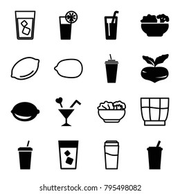 Juice icons. set of 16 editable filled and outline juice icons such as beet, drink, lemon, cocktail, food