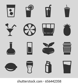 Juice icons set. set of 16 juice filled icons such as beet, drink, lemon, milk, cocktail, bottle