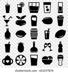 Juice icons set. set of 25 juice filled icons such as beet, lemon, baby bottle, drink, lemon, clink glasses, cocktail, bottle, food