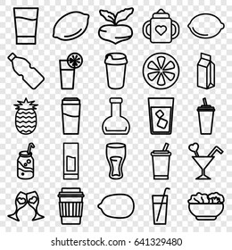 Juice icons set. set of 25 juice outline icons such as beet, lemon, baby bottle, drink, lemon, soda, milk, clink glasses, cocktail, bottle, food