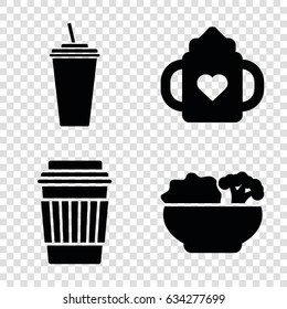 Juice icons set. set of 4 juice filled icons such as baby bottle, drink