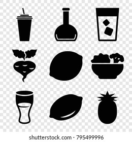 Juice icons. set of 9 editable filled juice icons such as lemon, drink, bottle, food, pineapple