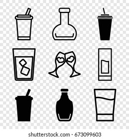 Juice icons set. set of 9 juice filled and outline icons such as drink, bottle