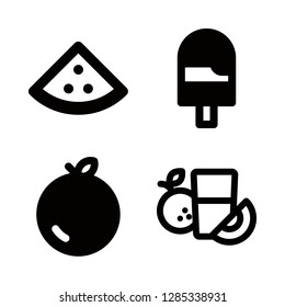 juice icons set with ice pop, watermelon and orange juice vector set