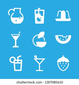 juice icons set with orange, jelly and cocktail vector set