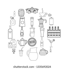 Juice icons set. Outline set of 25 juice vector icons for web isolated on white background