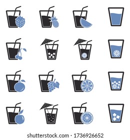 Juice Icons. Two Tone Flat Design. Vector Illustration.