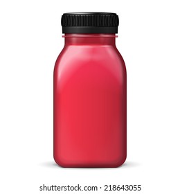 Juice Or Jam Glass Red Violet Purple Bottle Jar On White Background Isolated. Ready For Your Design. Product Packing. Vector EPS10
