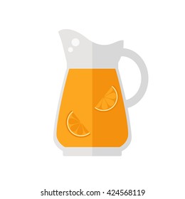 Juice jug icon. Orange juice jug isolated icon on white background. Healthy drink. Flat style vector illustration. 