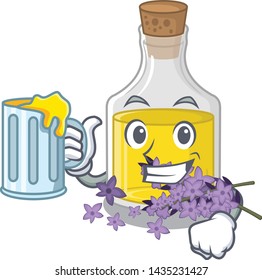 With juice lavender oil in the character shape