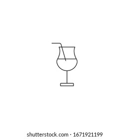 Icono de arte de la línea de jugo vectorial - vaso de jugo
