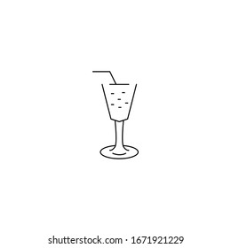 Juice line art icon vector - glass of juice