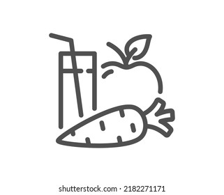 Juice Line Icon. Fresh Apple And Carrot Drink Sign. Fruit Beverage Symbol. Quality Design Element. Linear Style Juice Icon. Editable Stroke. Vector