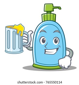 With juice liquid soap character cartoon