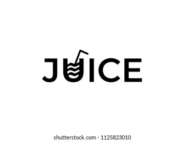 Juice Logo. Bar and drink Logo. Juice typography creative Logo