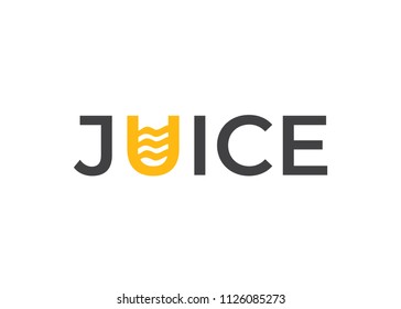 Juice Logo. Bar and drink Logo. Juice typography creative Logo