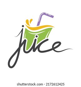Juice logo fresh drink brand vector flat design template