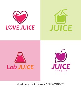 Juice Logo. Set of Juice Logo. Laboratory Juice Logo Design.