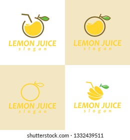 Juice Logo. Set of Juice Logo. Lemon Juice Logo Design.