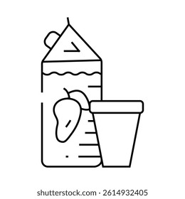juice mango line icon vector. juice mango sign. isolated contour symbol black illustration