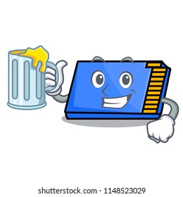 With juice memory card mascot cartoon
