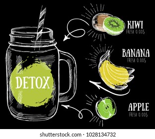 Juice menu, hand drawn. Smoothie.