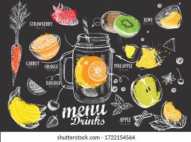 Juice Menu, Hand Drawn. Smoothie.	