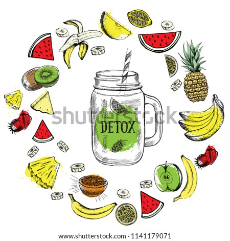 Juice menu, hand drawn. Smoothie.