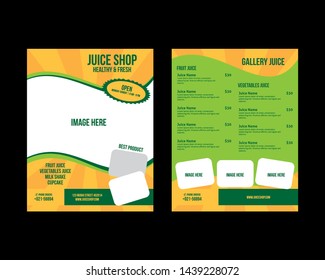 Juice menu for restaurant and cafe, Template design banners, brochures, menus, flyers