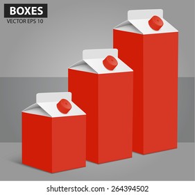 Juice milk blank carton boxes packages. vector illustration