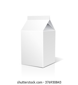 Juice and milk blank white carton boxes  3d. Isolated object. Vector illustration. Mock-up packages