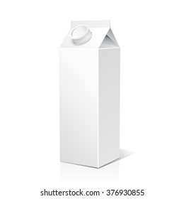 Juice and milk blank white carton boxes  3d. Isolated object. Vector illustration. Mock-up packages