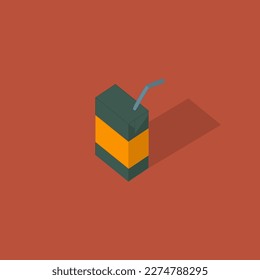 Jugo o caja de leche con paja. Vector.
