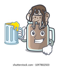 With juice milkshake mascot cartoon style